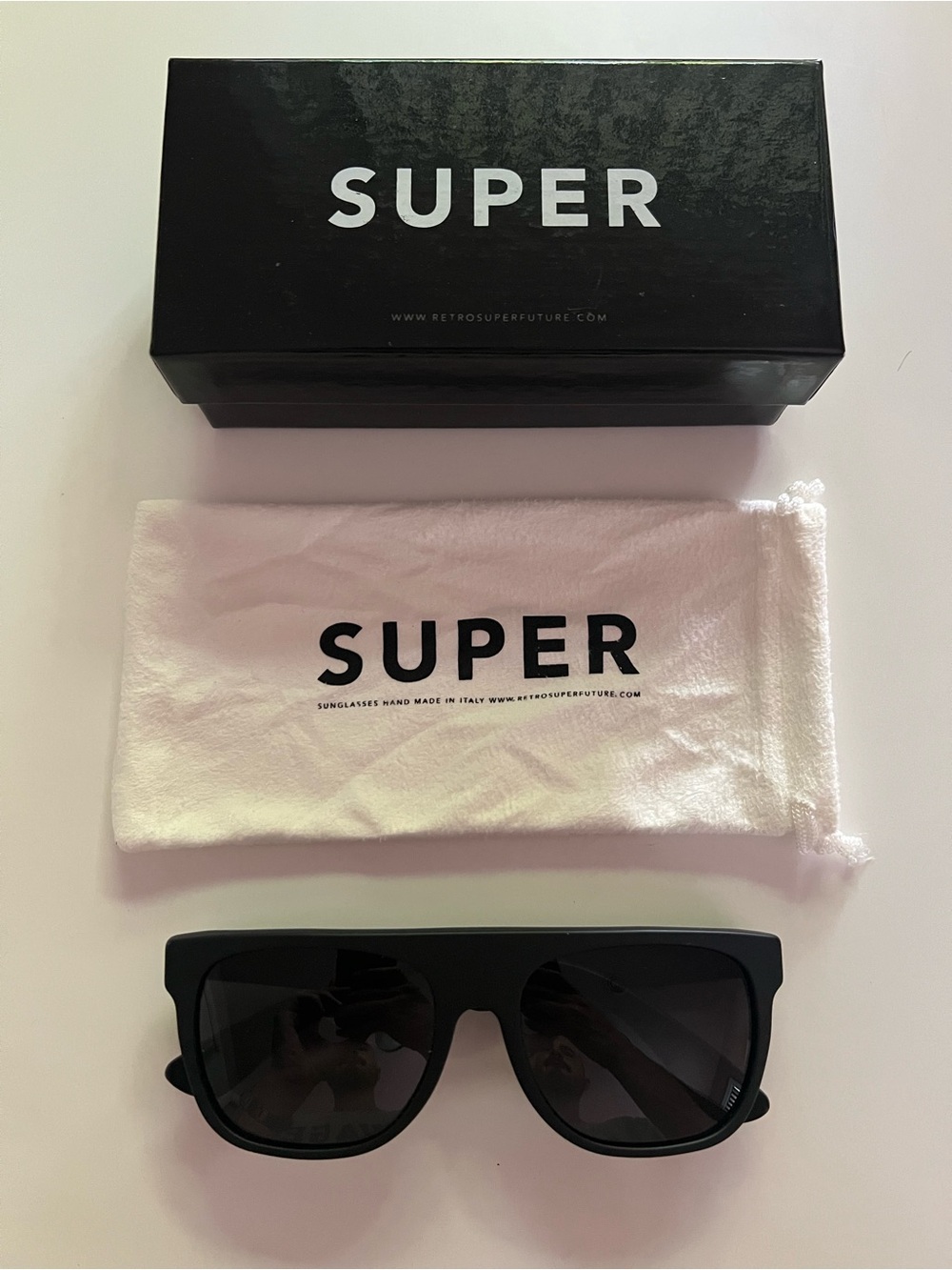 RetroSuperFuture Matte Black Flat Top Sunglasses